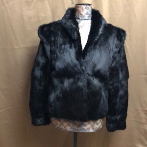 Black 100% rabbit fur short coat